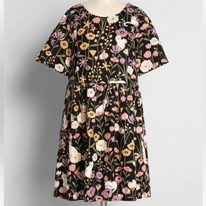 ModCloth x Princess Highway Midnight Garden Party Babydoll Dress